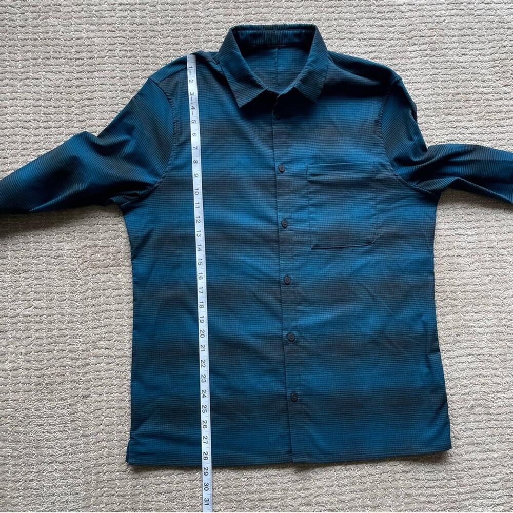 Lululemon Men’s Masons Peak Flannel Button Down Shirt in Blue and Black Size L - Picture 7 of 8
